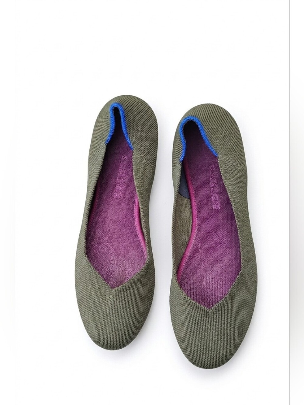 Rothy's Women Round Toe Comfort Slip On Ballet Flats Size 10 Moss Green Retired